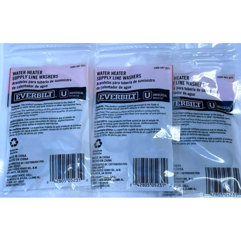 Everbilt Packs of 4 Each Water Heater Supply Line Washers
