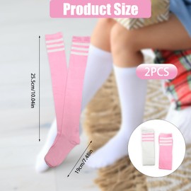 Bliceon 2 Pcs Over The Knee High Socks for Women - Cotton Striped Thigh High Stockings, Casual Tube Tights, Boot Socks for Daily Wear and Cosplay - Stylish Women's Hosiery
