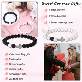 Matching Bracelets for Couples Friendship,Beaded Cross Bracelets for Couples Friendship Bracelet,Valentines Anniversary Birthday Engagement Gifts Promise Couple Bracelets for Boyfriend Fiance Wife