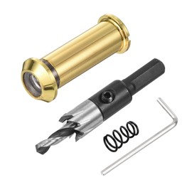 PATIKIL 1/2" Door Viewer Peephole, Zinc Alloy Privacy Door Viewer, 180-Degree Fits 1-3/8" to 2-3/8" Door with 12mm/0.47" Drill Bit for Security, Gold