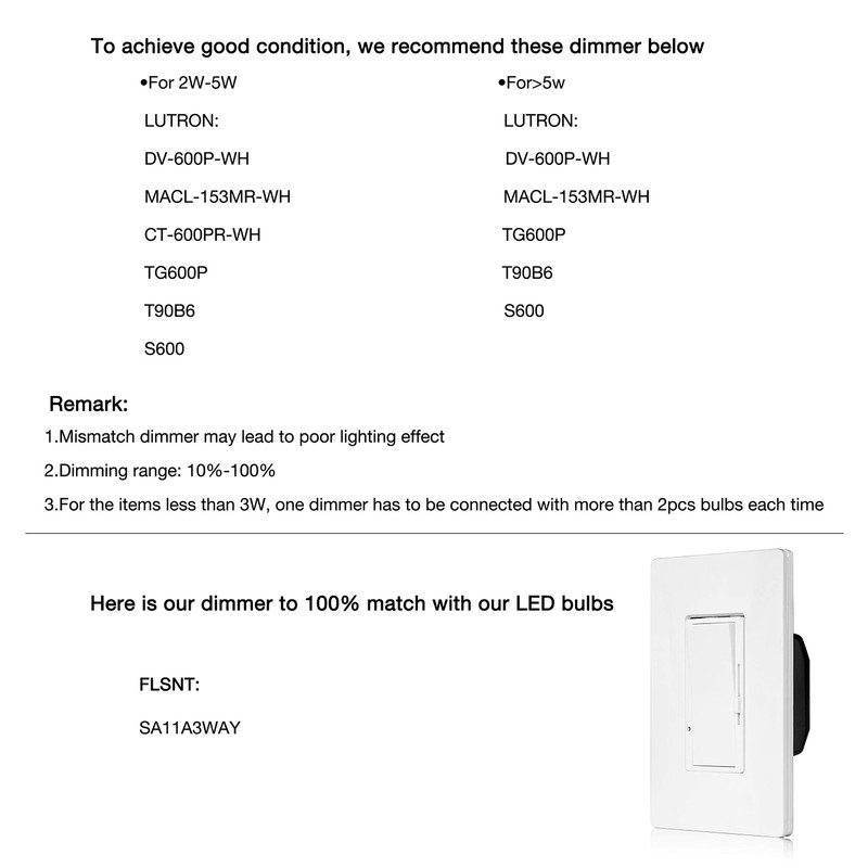 FLSNT 5000K Daylight B10 Dimmable 4W LED E12 Candelabra Bulbs,