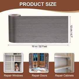 MECCANIXITY Wood Grain Repair Tape, 5 Inch x 33 Feet Self Adhesive Wood Grain Tape Multi-Purpose Wallpaper Border Trim for Furniture Floors Windows Doors Tables Home DIY Projects, Dark Walnut