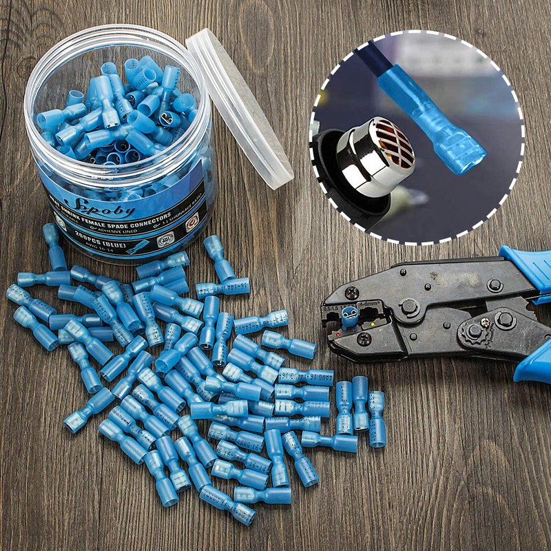 200PCS Heat Shrink Female Spade Connectors - Sopoby Electrical Spade