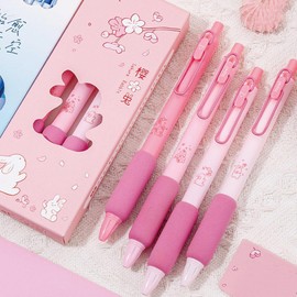 MOZXIRZ 4 Pcs Gel Ink Pens Retractable Pens Cute Pen 0.5mm Ballpoint Pen Office School Supplies for Girls Boys Women Men (Pink)