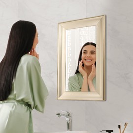 Head West Brushed Nickel Bathroom Vanity Mirror, Beveled Framed Decorative Mirrors for Wall Decor, Wall Mount Rectangle Bathroom Mirrors for Over Sink, Restroom, Living Room Hallway Entryway 18"x29.5"