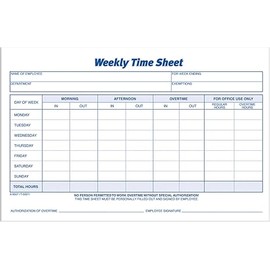 Adams Weekly Time Sheet, 1-Part, 5.5 x 8.5 Inches, Blue/White, 100 Sheets Per Pad, 2 Pack (9507ABF)