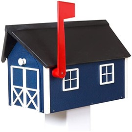 Peaceful Classics Poly Mailbox- Durable, Weather-Resistant Amish Craftsman Mailboxes for Outside Uses Like Front Yard and Road Side- Long-Lasting, Decorative, Modern Mailbox (Blue).