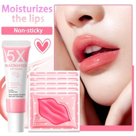 Lip Balm and 5 Pack Under Lip Patches Set, Deep Moisturizing Lip Plumper Mask Lip Care Pads for Women Men, Hydrating Plumping Lip Sleeping Night Overnight Lip Mask Set for Dry Craked Lips, 6Pcs