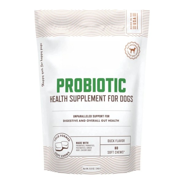 Probiotic Health Supplement Soft Chew for Dogs, Duck Flavor 60