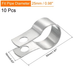 QUARKZMAN Pack of 10 Screw Pipe Clamps, Pipe Clamp, 25 mm Pipe Holder, Hose Clamp, Stainless Steel for Exhaust Hose, Water Pipe, Gas Pipe, Automotive Tubing