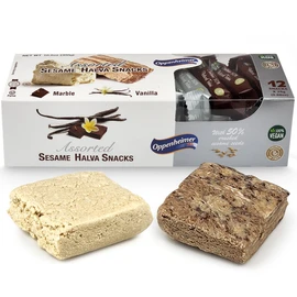 Assorted Sesame Halva Snacks Vanilla and Marble Flavors - Delicious Sweet Israeli Snacks Sesame Treat Bars Assortment for Melt-in-Your Mouth Delight, Vegan, Kosher - 12 Pack, 0.88 Oz Each (Total 25g)