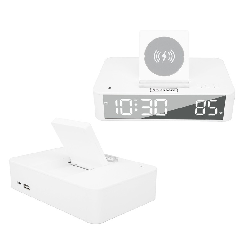 10W Digital Alarm Clock One Button Lifting LED Mirror Electronic