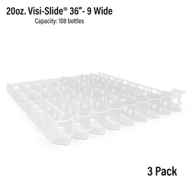 Display Technologies Visi-Slide Gravity-Fed Beverage Glide for Angled Shelves (Pack of 3)- Effortless Beverage Organization for 20/25oz - 9-wide, 36"D