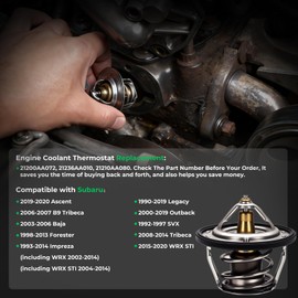 Thermostat for Subaru, 1995-2019 Legacy, 1995-2014 Impreza, 1998-2013 Forester, 2000-2019 Outback, 2006-2014 Tribeca, 2013-2020 WRX/STI, 1995-1997 SVX, 2003-2006 Baja, THF-002, 21200-AA072, 34012