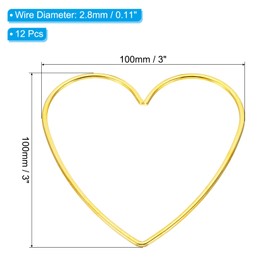 PATIKIL 4inch Dream Catcher Rings, 12 Pcs Metal Heart Shape Macrame Wreath Floral Ring Hoop for Home DIY Craft Wedding Wall Hanging Decorations, Gold