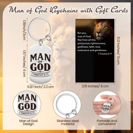 Aurelema 20 Sets Father's Day Gift Bulk Man of God Keychains Inspirational Christian Religious Gift for Dad Church Men Pastor