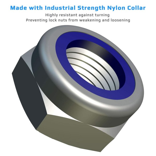 M30 Self-Locking Nuts (Pack of 1) Steel Hexagonal Stop Nuts