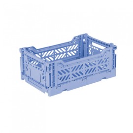 Ay-Kasa Folding Crate, Sturdy Folding Box, Plastic, Stackable, Baby Blue, Mini (27 x 17 x 11 cm)