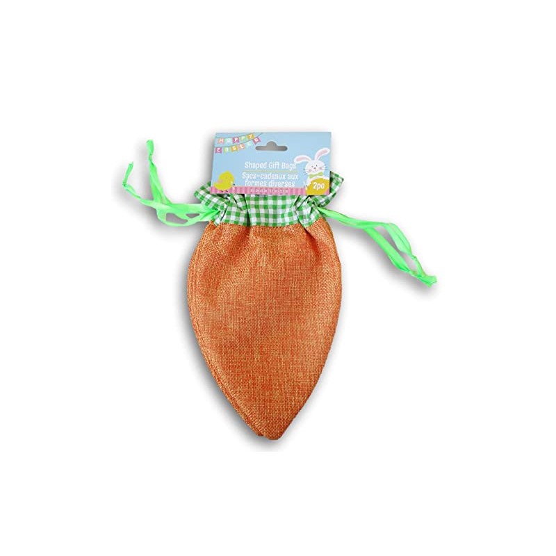 The Spring Shop Easter Fabric Carrot Shaped Drawstring Gift Bags