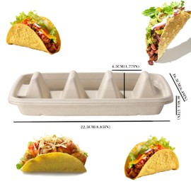 HAMMER IRON ALLEY 50 PCS Disposable Taco Holders for party, HIA Premium Paper Taco Plates, Taco Tray Stand for 3 Tacos, Taco Bar Serving Set for a Party, Taco Plates with Dividers, Taco Tuesday