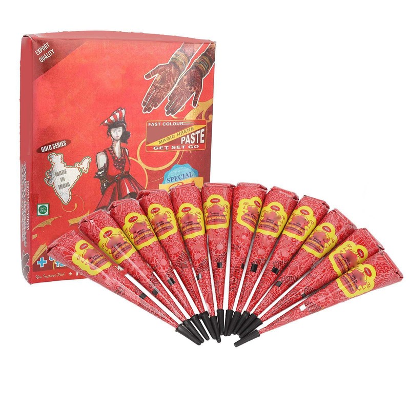 12pcs 0.9oz Temporary Tattoo Paste Red Professional Waterproof Safe DIY