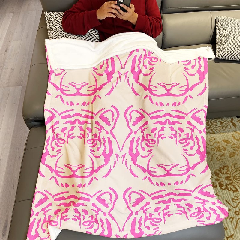 SXCHEN 60"x80" Blankets Plush Sofa Bed Throw Pink Tiger