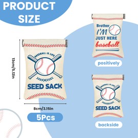 5 Pcs Baseball Seed Sack Bags, Sunflower Seed Sack Gifts Baseball Pouch Gift Pouch Coin Purse Sports Lover Baseball Team Party Favors