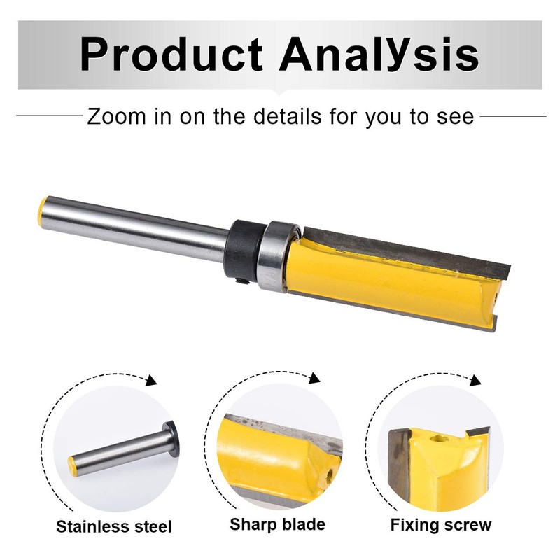 HOHXEN Flush Trim Router Bit 1/4" Shank 1/2'' Width,Top Bearing