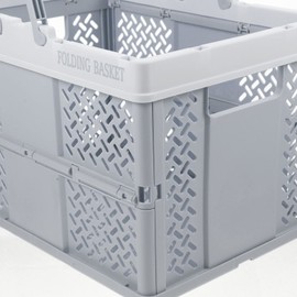 BESPORTBLE Portable Folding Storage Basket for Sundries Organizer for Office Home and Picnic Capacity Design for Toys Cosmetics and More Grey