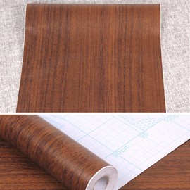 Yifely Minimalist Brown Wood Grain Furniture Paper Self Adhesive Shelf Liner Nightstand Door Sticker 17.7 Inch by 9.8 Feet