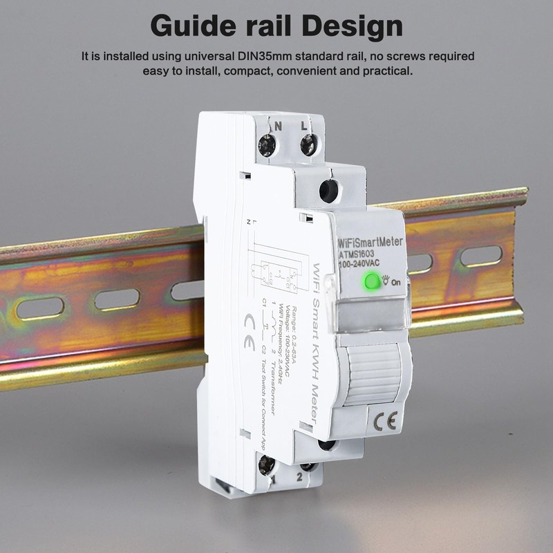 DEWIN ATMS1603 WiFi Intelligent Energy Meter with DIN Rail, DIN