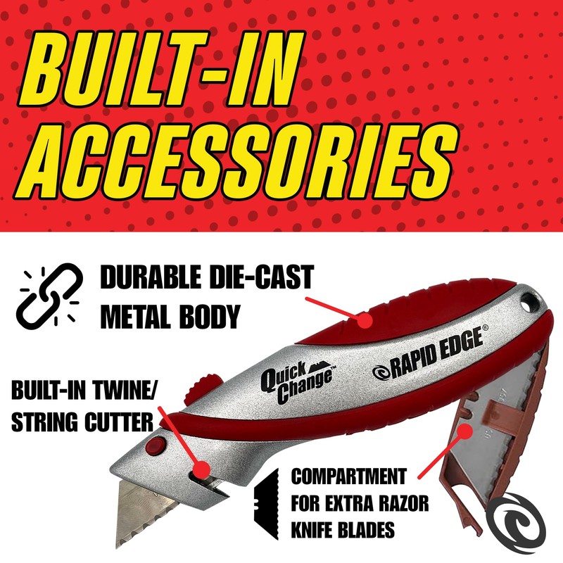 Rapid Edge Quick-Change Utility Knife, Heavy-duty Razor Knife with String