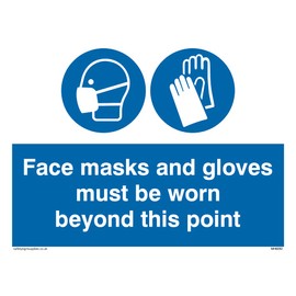 Pack of five - Face masks and gloves must be worn beyond this point Sign - 200x150mm - A5L