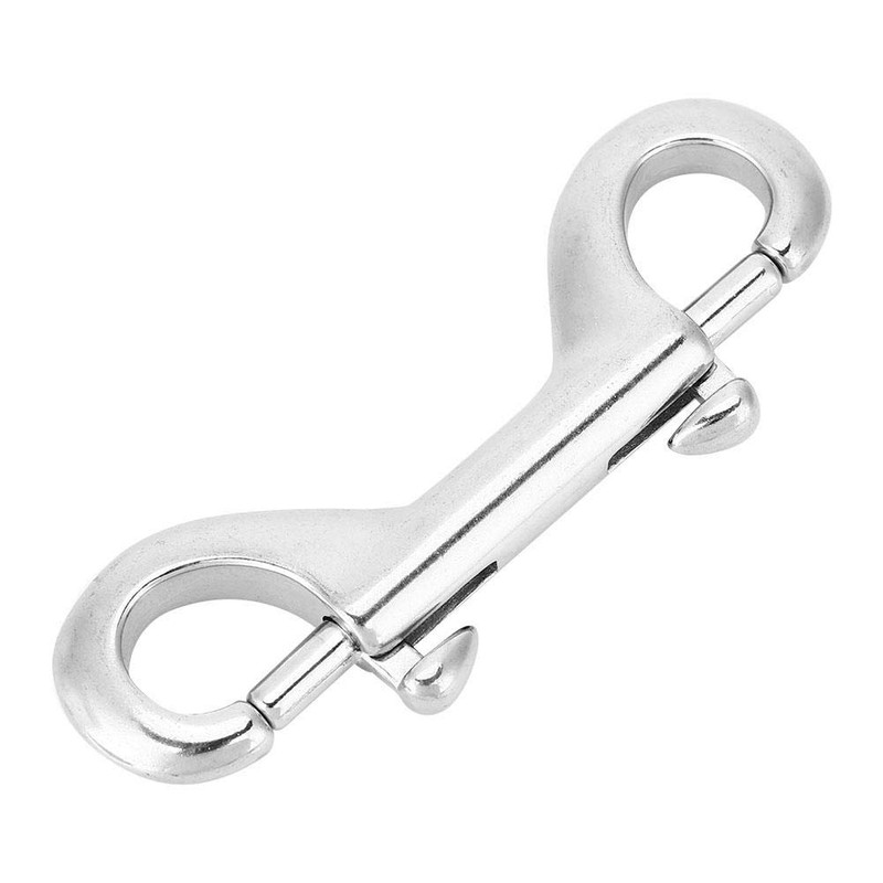 Double Carabiner, Double-Sided Carabiner Hook, Silver Durable Stainless Steel, Double-Sided