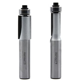 Infinity Cutting Tools 2-Pc. Car Audio Flush Trim Router Bit Set| Carbide Tip | Heavy-Duty | for Handheld Or Table Mounted Wood Router