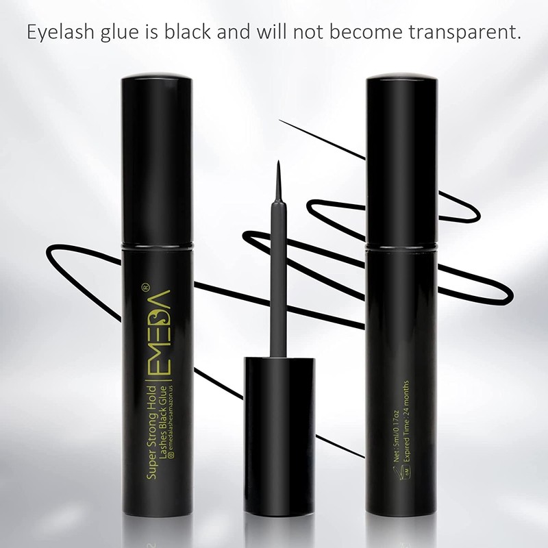 EMEDA 2 PCS Latex Free Eyelash Glue Waterproof Black Lashes