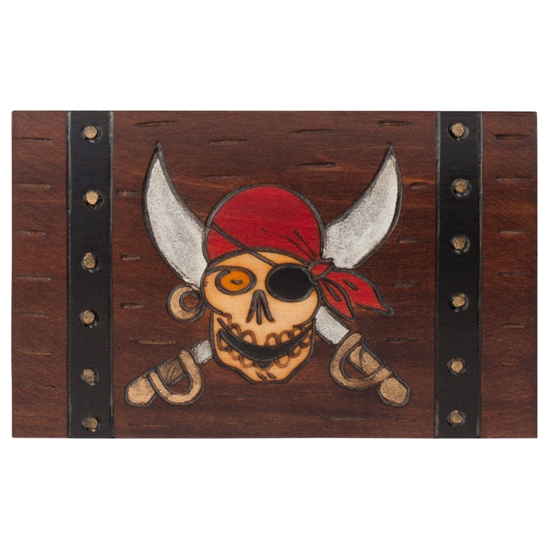 Pirate Skull Chest Medium 5.5 x 3.5 Inch Hand Carved