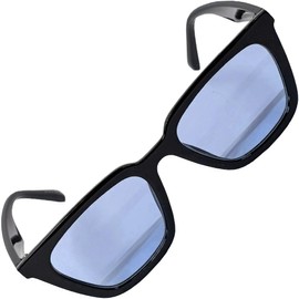 [FashionBerry] ブラック×ライトブルー スクエア型 サングラス UVカット率99％ 黒縁 太フレーム 3カラー展開 カラーレンズ メンズ レディース兼用 おしゃれ 旅行 ドライブ 海 プール 夏フェス 紫外線対策 軽量デザイン 1050561-F-333