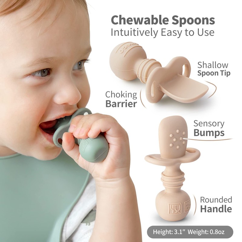 SAMiGO Silicone Baby Spoons Self Feeding 6+ Months - Infant