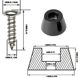 20 Pack Rubber Bumper Feet with Stainless Washer and Screws, 0.3 x 0.59 (HD), Soft, Non Slip, Non Marking, Fine Grips for Appliances, Furniture, Electronics