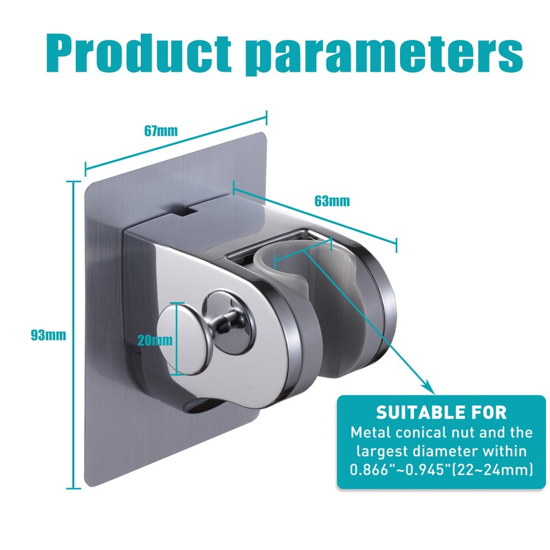 GwernKB Handheld Shower Head Holder with 2 Hanger Hooks,Strong Adhesive&Waterproof
