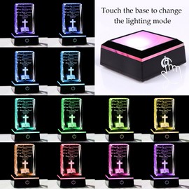 Movdyka 3D Crystal Christian Gifts for Women Men Inspirational Bible Verse Religious Keepsake with Colorful LED Night Light, Encouragement Spiritual Gifts for Women on Birthday Christmas