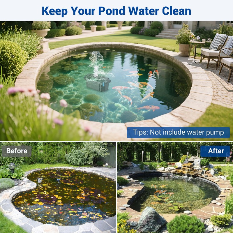 NFESOLAR Pond Filter for Outdoor Ponds, Filter Box with Filter