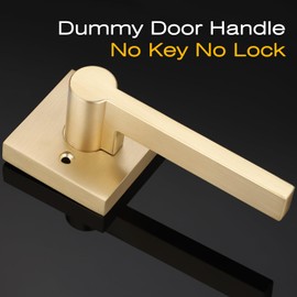 EHOMEWARE Gold Dummy Door Levers Interior Door Handles, Heavy Duty Levers for Closet, Non-Turning Reversible Levers for Left Right Handed Doors,2 Pack