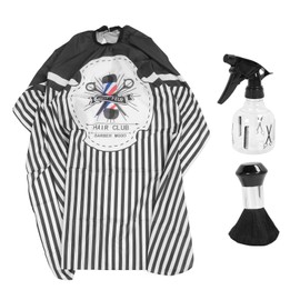 Hair Cutting Cape Kit Barber Cape Neck Duster Brush Transparent Water Sprayer Salon Haircut Hairdressing Tool Kit Black White Stripe
