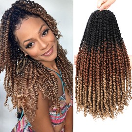 Karida Passion Twist Hair 18 Inch, 7Packs Pre Twisted Passion Twist Crochet Hair Pre Looped, Crochet Passion Twist Curly Crochet Hair For Black Women, Passion Twist Braiding Hair Extensions (18 Inch, 1B/30/27#)