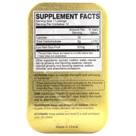 GOLDEN THROAT LOZENGE Herbal Supplement (Ginseng Flavor) 12 Lozenges by Solstice