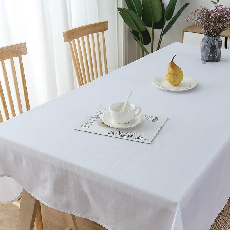 Sourcemall Tablecloth, White, Solid, 100% Cotton, Table Cover, Heat Resistant,