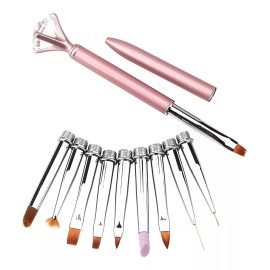Nail Art Pincel Diamante Con Puntas Intercambiables Uñas Esculpidas