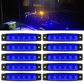 FXC 10x 6 LED Clearence Truck Bus Trailer Side Marker Indicators Light, Waterproof Boat Interior Light, Boat Deck Stern Light 12V (Blue)